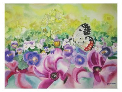 25. Butterfly with Pink Flowers